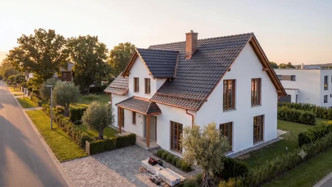 Gotowy dach kryty dachówką po realizacji — dom jednorodzinny, Piaseczno